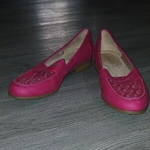 LifeStride Women's Shoes Pink Suede Madison Perf Loafers slip on flats Sz 7 NWOT